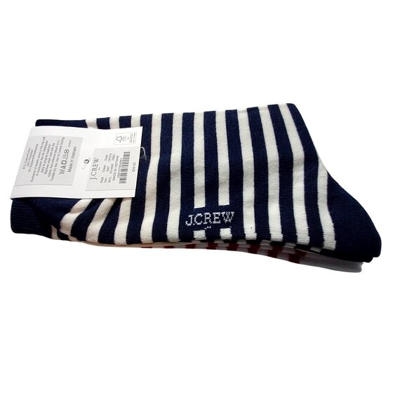 J.Crew Womens Trouser Socks Set Of 3 Pairs Red & Navy Striped Pattern One Size - Picture 4 of 5